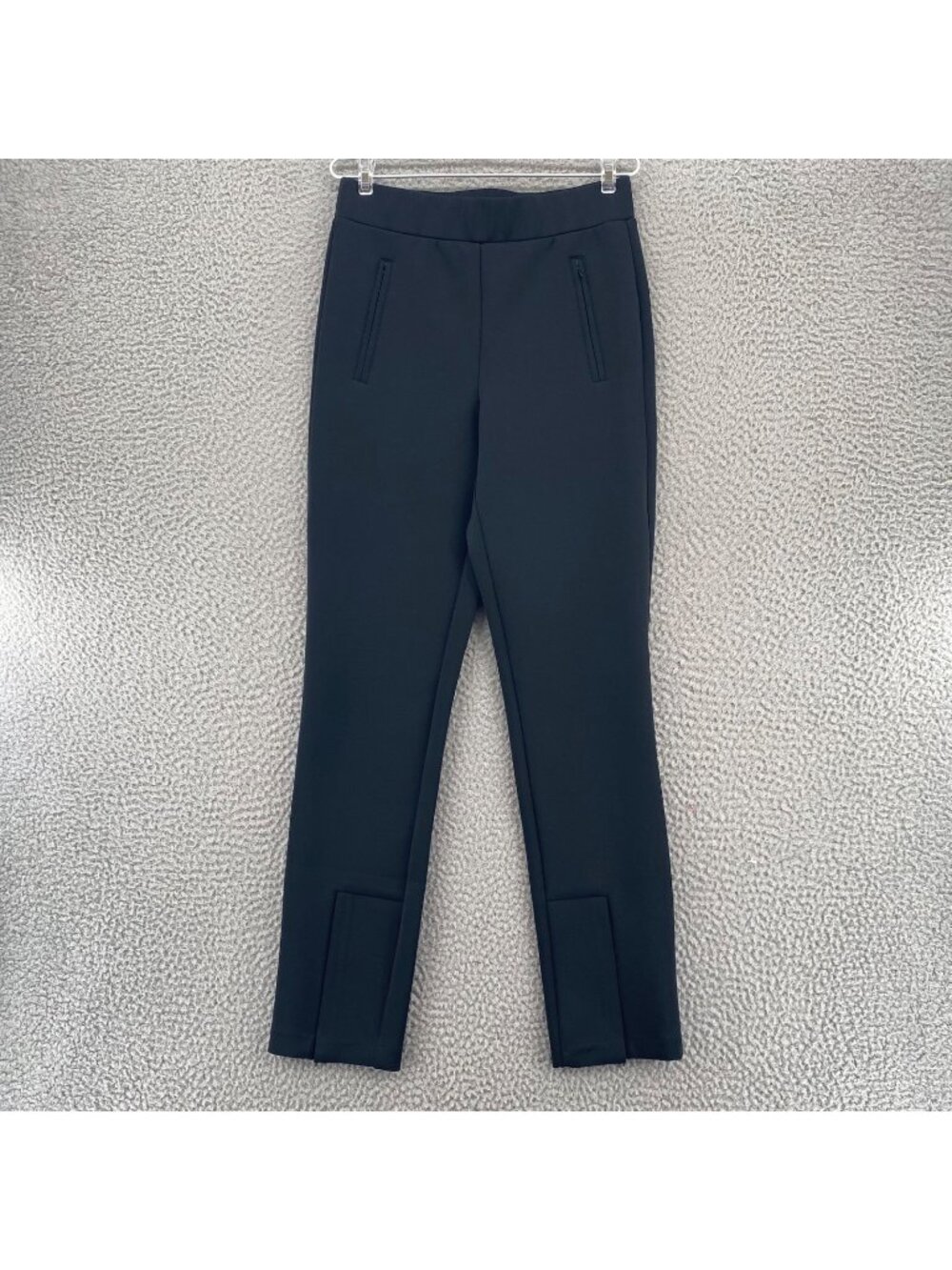 Good American Pants Womens 2 Black Sculpt Slim Fit Scuba Ankle Zipper Pockets